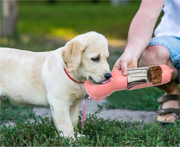 Gourde 3-en-1 pour Chien – Bouteille d’Eau Portable avec Gamelle et Distributeur de Sacs à Déjections